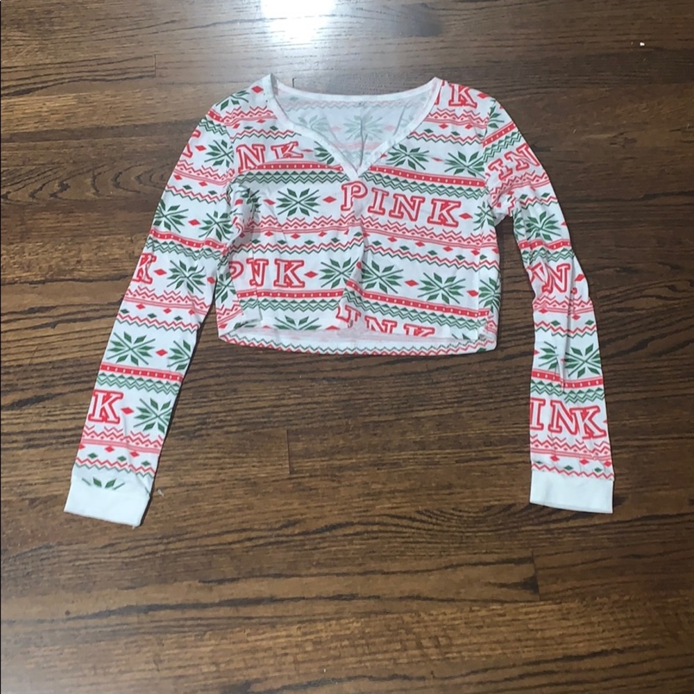 Pink long sleeve crop top